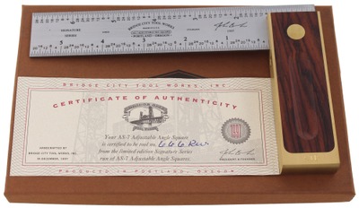 Bridge City Tool Company, Portland, Oregon, No. AS-7 RW: Extra Clean Adjustab Try Square