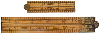 John Rabone & Sons, Birmingham, England: Two Unused B'wood Folding Rules