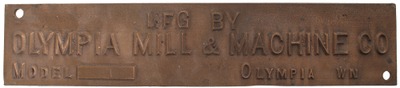 Olympia Mill & Machine Company, Olympia, Washington: Cast Bronze Machine Sign