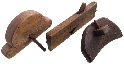 Assorted Makers: Three Carved & Dated Woodworking Tools