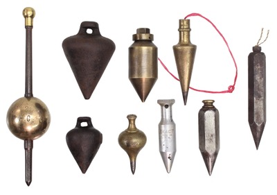 Assorted Makers: Lot Of Brass & Iron Plumb Bobs