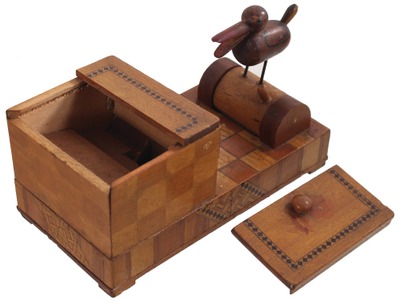 Unmarked: Unus. Marquetry Cigarette Dispenser