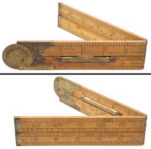John Rabone & Sons, Birmingham, England, No. 1190: Protractor Comb. Folding Rule