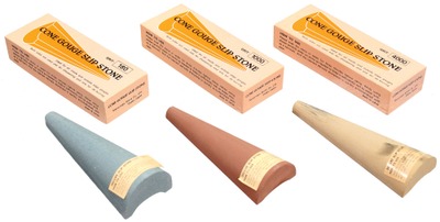 Matsunaga Stone Company, Osaka City, Japan: Three Extra Clean Cone Gougelip Stones