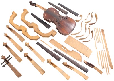 Assorted Makers: Lot Of Violin Mkrs. Parts & Pieces