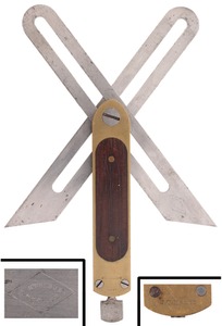 St. Johnsbury Tool Company, St. Johnsbury, Vermont: Rosewood & Brass 6" Dbl. Blade Bevel