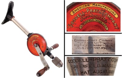 Goodell Pratt Company, Greenfield, Massachusetts, No. 678: Rare Aluminum Body Breast Drill