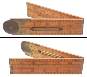 Edward Preston & Sons, Birmingham, England, No. 3012 L: Rare B'wood Combinat Folding Rule