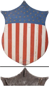 Unmarked: Early Painted Tin Shield Flag Display