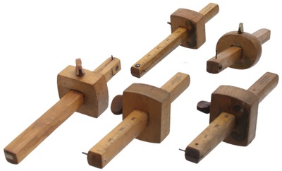 Stanley Rule & Level: Five Beech & B'wood Marking Gauges