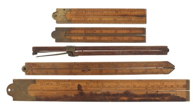 Assorted Makers: Lot Of Five Asst. Folding Rules