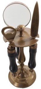 Unmarked: Extra Clean Brass & Bone Desk Set