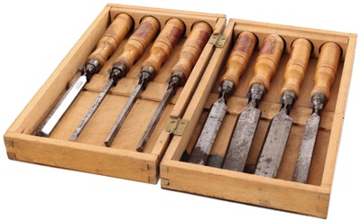Supreme Quality, West Germany: Boxed Set Of Eight Tang Type Chisels