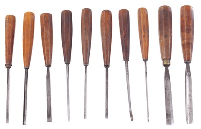 Assorted Makers: Wkg. Set Of 10 Clean Carving Tools