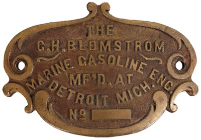 C.H. Blumstrom, Detroit, Michigan: Early Cast Bronze Marine Ending Tag