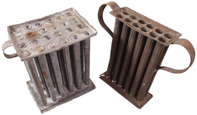 Unmarked: Two Early Tin Candle Molds