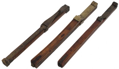 Assorted Makers: Three Early B'wood Shoe Measure Rules