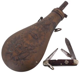 United States Army: Orig. 1850's U.S. Army Powder Flask