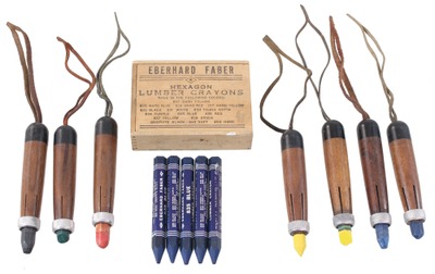 Assorted Makers: Lot Of Seven Lumber Crayon Holders