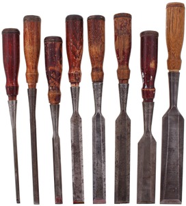 Stanley Rule & Level, No. 720: Stepped Set Of Eight Clean Socket Chisels
