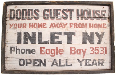 Dodds Guest House, Inlet, New York: Orig. Painted Wooden Sign For Guest House