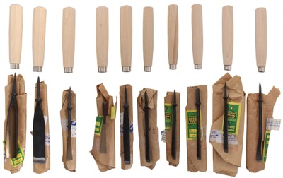 Henry Taylor, Acorn Works, Sheffield, England: Ten Unused Unhafted Carving Tools