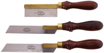 Crown Tools, Sheffield, England: Unused Set Of Three Brass Back Saws