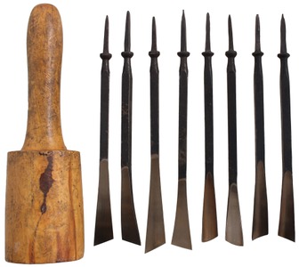 Henry Taylor, Acorn Works, Sheffield, England: Lot Of Eight Unused Unhafted Carving Tools