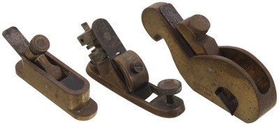 Unmarked: Three Solid Brass Violin Mkrs. Planes