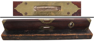 Samuel Lownds, New York, New York: Presentation Mahogan & Brass Spirit Level
