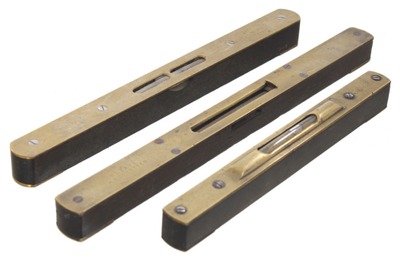 Assorted Makers: Three English Mkr. Brass Top Levels