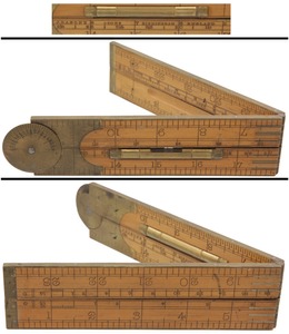 John Rabone & Sons, Birmingham, England, No. 1190: Protractor Comb. Folding Rule