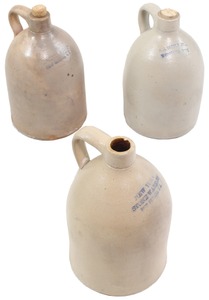 Assorted Makers: Three One-Gallon Stoneware Jugs