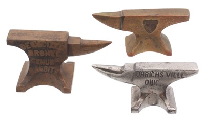 Assorted Makers: Three Diminutive Advertising Anvils