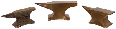 Assorted Makers: Three Small Size Brass Anvils