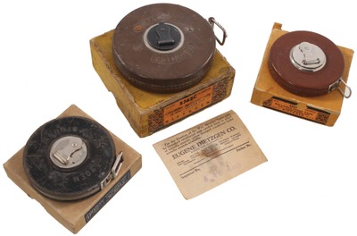 Eugene Dietzgen Company, Chicago, Illinois: Three Original Box 50' Tape Measures