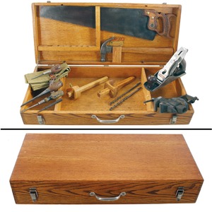 Stanley Rule & Level: Extra Clean Hinged Oak Tool Chest