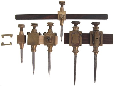 Assorted Makers: Three Pairs Of Brass Trammels