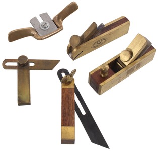 Assorted Makers: Five Small Brass Bod Woodworking Tools