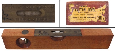 Goodell-Pratt Company, Greenfield, Massachusetts, No. 2012: "Stratton" Mahog. Level