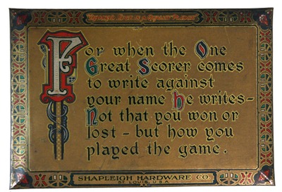 Shapleigh Hardware Company, St. Louis, Missouri: 19th C. Type Inspirational Sign