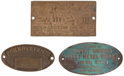 Assorted Makers: Three Cast Brass & Bronze Signs