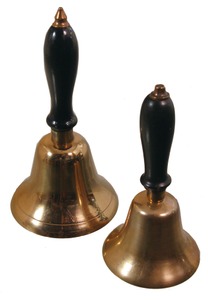 Unmarked: Two Early Brass Schoolhouse Bells