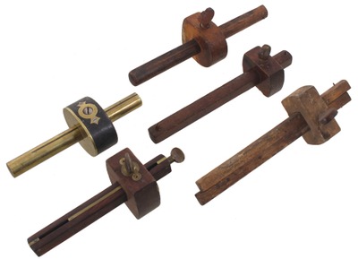 Assorted Makers: Lot Of Five Early Marking Gauges