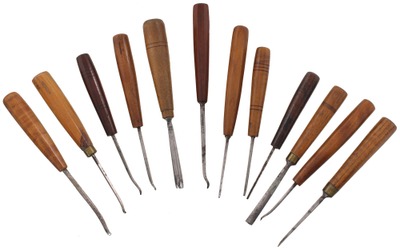 Assorted Makers: Lot Of 12 Clean & Usable Carving Tools