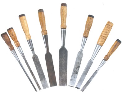 Assorted Makers: Working Set Of Eight Socket Chisels