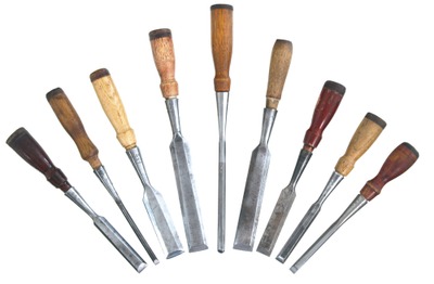 Stanley Rule & Level: Lot Of Nine Asst. Socket Chisels