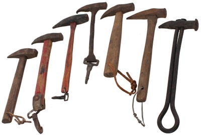Unmarked: Six Hand Forged "Snow Knocker" Hammers