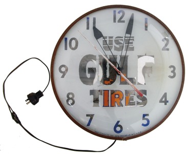 Gulf Oil Company, Pittsburgh, Pennsylvania: "Use Gulf Tires" Advertising Clock