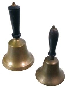 Unmarked: Two Early Brass Schoolhouse Bells